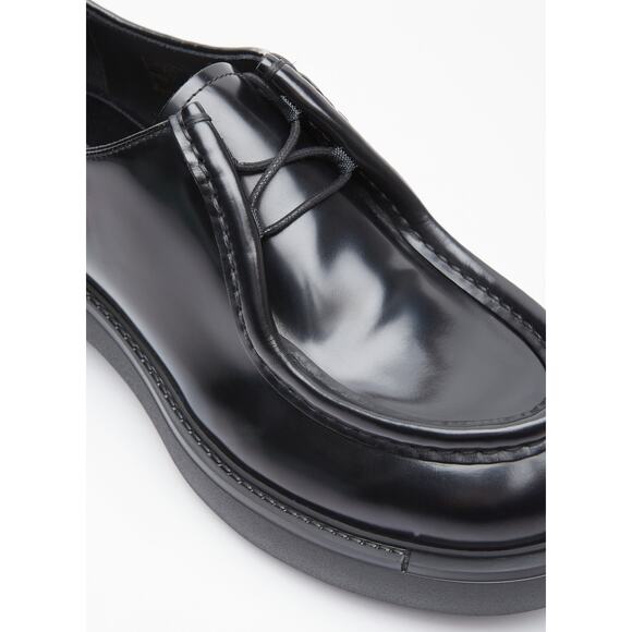 PRADA Men Brushed Leather Loafers Black Lace up 10 US 11 - Picture 7 of 10